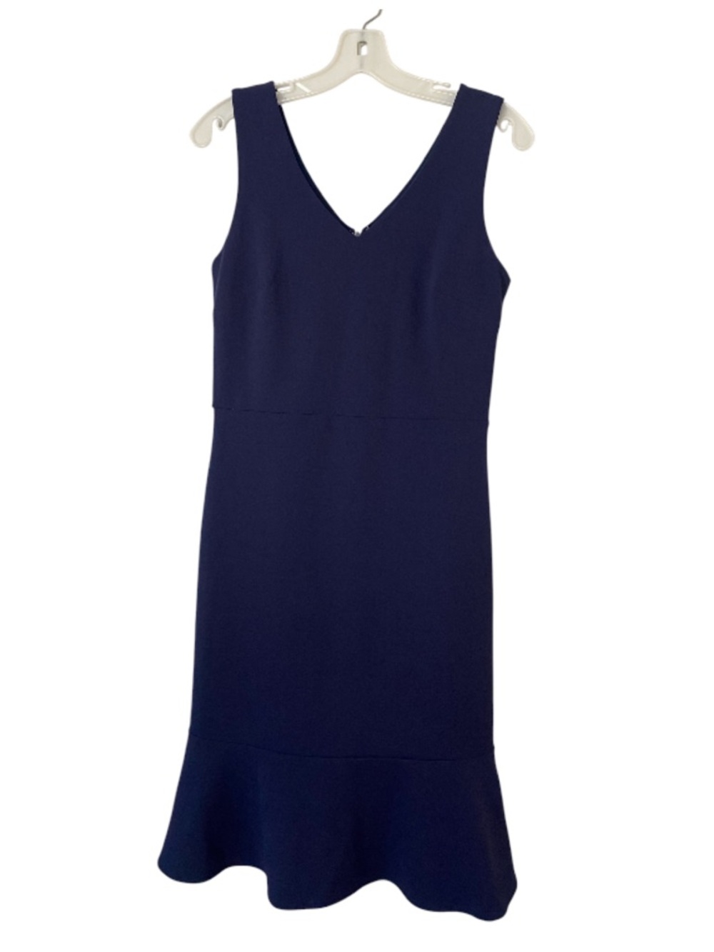 Grayson Navy Blue Knee Length Dress Ruffle High Waist Small Sleeveless Back Zip